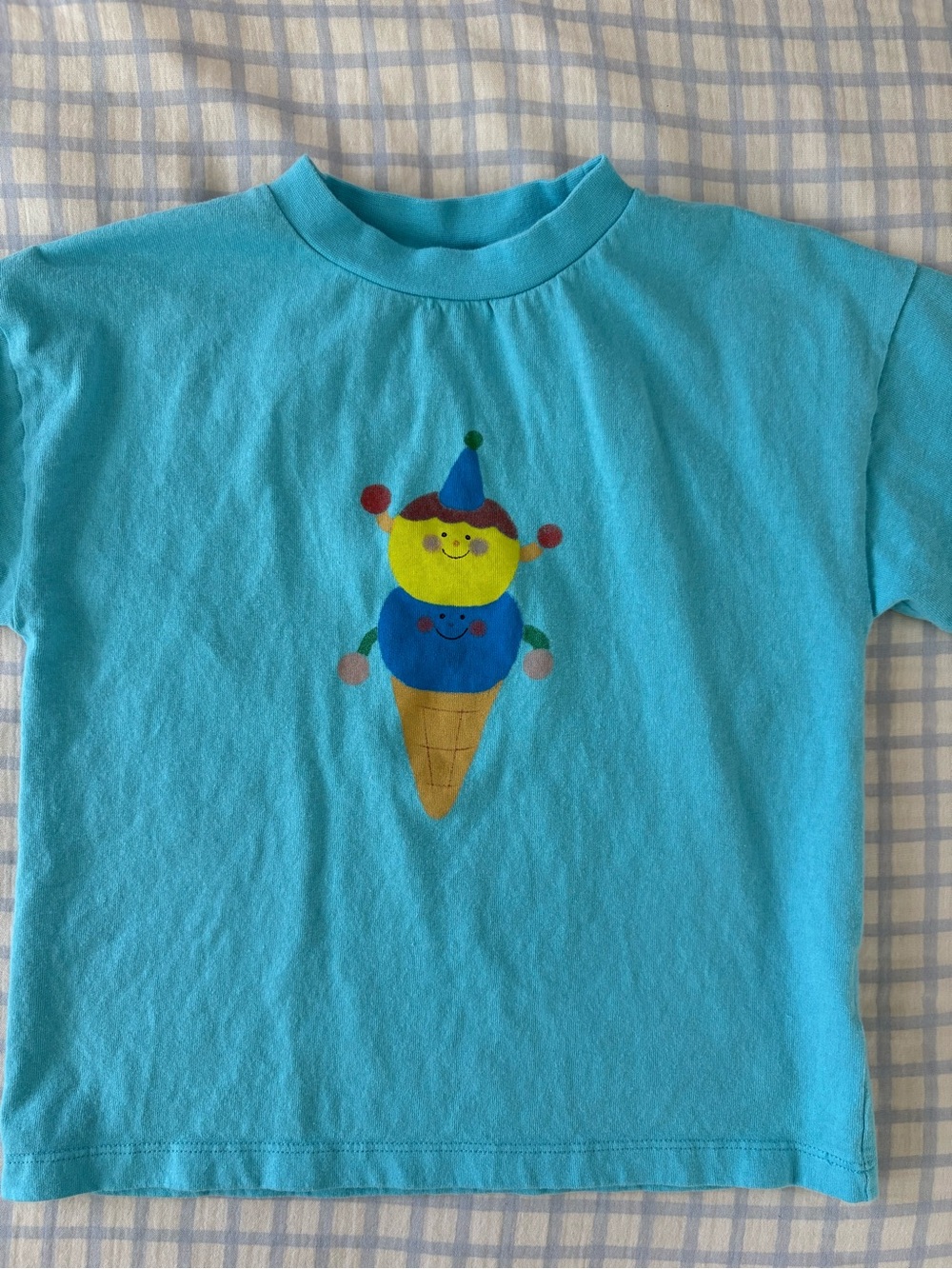 Blue Kids Short Sleeve Tee with Playful Ice Cream Graphic
